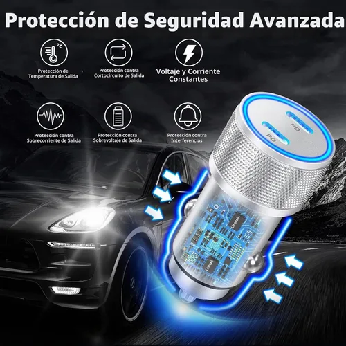 Vista 7 de Apple MFi Certified Retractable Car Charger, 120W PD/QC USB C Car Charger Linocell 4 in 1 Car Phone Charger Type C Fast Charging Cigarette Lighter