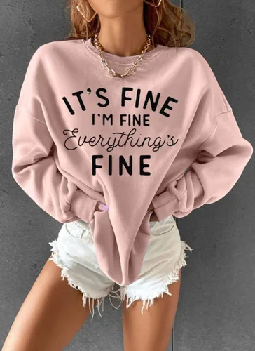 Vista 49 de Sudadera de gran tamaño para mujer, sudadera divertida con frases divertidas, casual, cuello redondo, suéter de manga larga para otoño