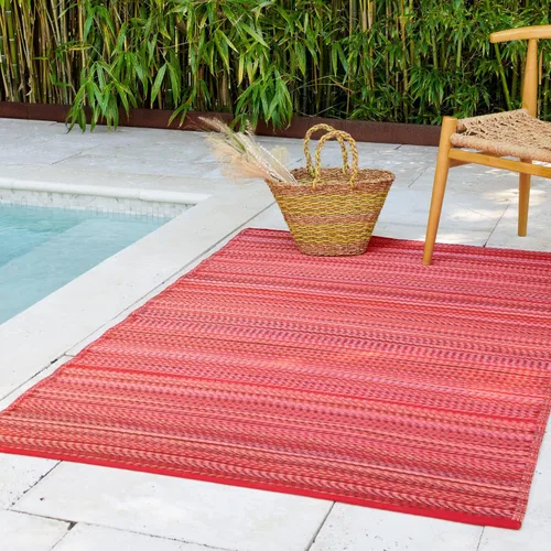 Vista 14 de Fab Habitat - Tapete de plástico reciclado para exteriores, impermeable, resistente a la decoloración y a las arrugas, rayas abstractas desgastadas