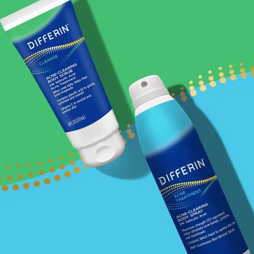 Vista 8 de Differin Spray corporal para acné, tratamiento de acné con ácido salicílico por los fabricantes de Differin Gel, fórmula 360 para acné de espalda