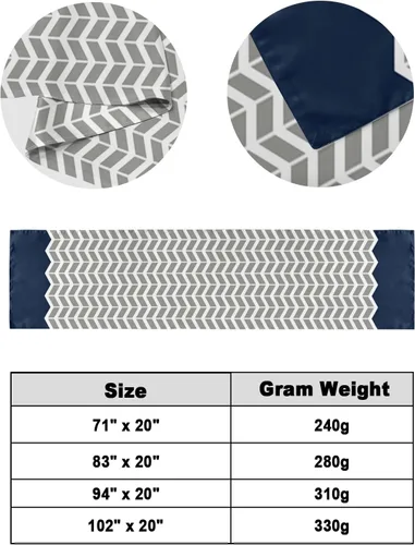 Vista 6 de Smile Sunflower Bed Runner Scarf Geometric Chevron Pattern Navy Blue Bedding Scarf Decorative Bed Runners Cover for Home Bedroom Hotel Wedding Room