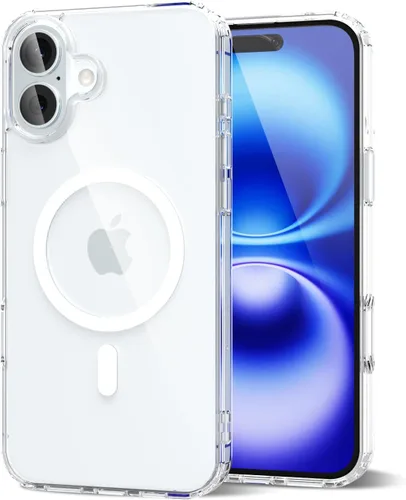 Vista 240 de oakxco Funda magnética transparente compatible con Magsafe, delgada, transparente, no amarillea, híbrida de silicona suave y cubierta protectora