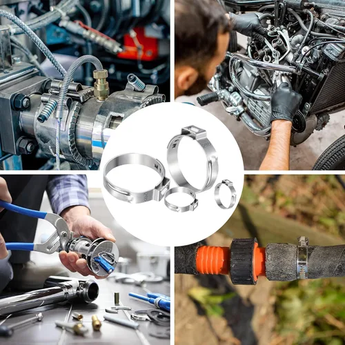 Vista 4 de MIAHART 120 abrazaderas de manguera de oreja de acero inoxidable con pinza de oreja de 10 tamaños 304 abrazaderas de crimpado continuas