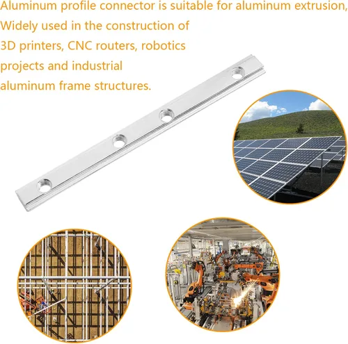 Vista 6 de 4 conectores de línea recta 2020, conectores de extrusión de aluminio con ranura en T con tornillos M5, soportes de línea de unión de 3.9 pulgadas