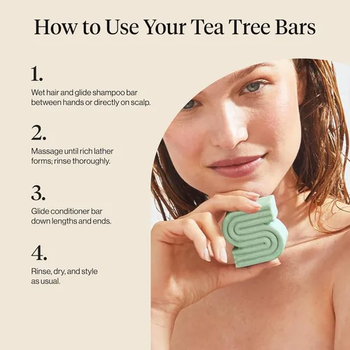 Vista 7 de Kitsch Tea Tree & Mint Clarifying Shampoo and Shave Bar, Champú anticaspa para hombres y mujeres, sin plástico, sin sulfato. Champú para el cabello