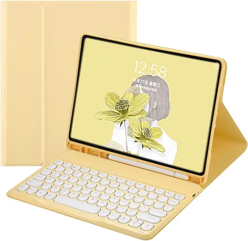 Vista 17 de Funda de teclado para iPad 6ª 5ª generación 9.7 pulgadas Air 2 Pro 9.7 linda llave redonda inalámbrica desmontable BT Color teclado cubierta