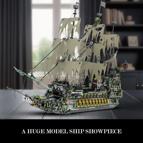 Vista 6 de JMBricklayer Set de Construcción de Barco Pirata para Adultos - Modelo de Barco Fantasma el Holandés Errante, 5865 Piezas