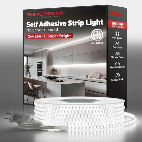 Vista 17 de Shine Decor Tira de Luces LED Súper Brillante 4000LM, Plug & Play, 120V, Sin Driver, Cableado Fácil, Sin Parpadeo, Resistente a la Intemperie