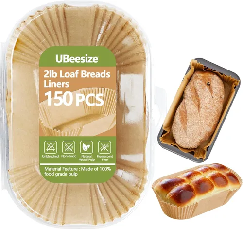 Vista 16 de UBeeize - Revestimientos para pan de 2 libras, 100 forros para pan de 9 x 5, revestimientos antiadherentes para pan, papel rectangular preformado