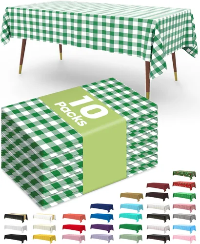 Vista 41 de Pureegg - Juego de 10 manteles de plástico desechables redondos de 84 pulgadas, para fiestas, picnics, bodas, manteles decorativos, redondos, Blanco