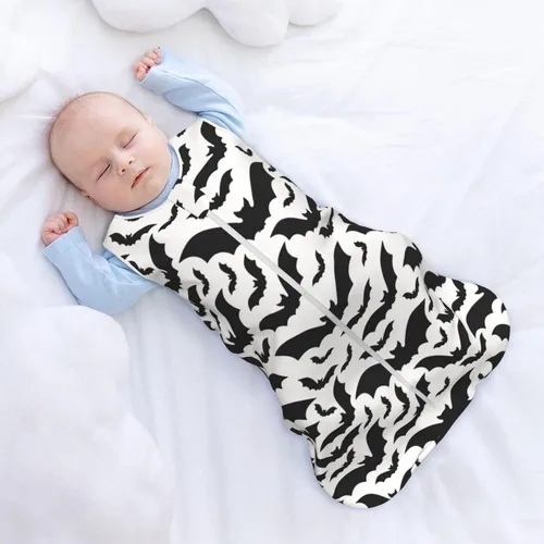 Vista 6 de OLGCZM Spooky Halloween Bats Black Baby - Saco de dormir unisex de algodón sin mangas, saco de dormir, manta, 6-12 meses, grande