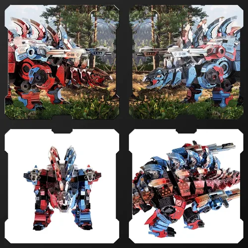 Vista 4 de Microworld Rompecabezas de metal 3D, kit de modelo de metal de estegosaurio mecánico, rompecabezas 3D de desafío de bricolaje para adultos