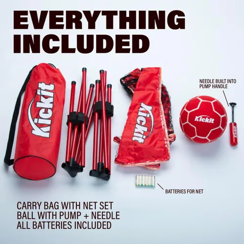 Vista 3 de Kickit Soccer Tennis Game Set, Portable 6.5' Wide x 2' High Net & Soft Lightweight Ball, Play Outdoors, Indoors, Backyard, Beach, Complete Skills