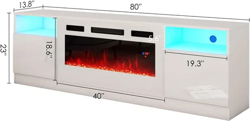Vista 3 de Amerlife Soporte de TV para Chimenea con Chimenea Eléctrica de 36", Centro de Entretenimiento con Luz LED, Soporte de Entretenimiento Moderno
