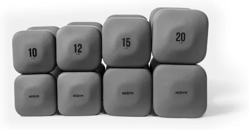 Vista 21 de WeGym SafeGrip Square Dumbbells with Anti Slip Handles, Aesthetic Free Weights for Home Workouts, Stable Design Prevents Rolling during Floor