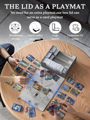 Vista 7 de cloudever Más de 1800 cajas de almacenamiento para tarjetas, caja de tarjetas coleccionables con cierre magnético, caja de cuero sintético
