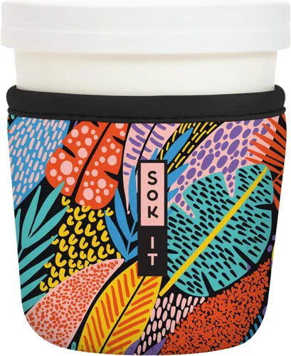 Vista 168 de Sok It IceCreamSok Cubierta de Neopreno Aislante (Floral Abstracto, Pintas de Helado Rectas)