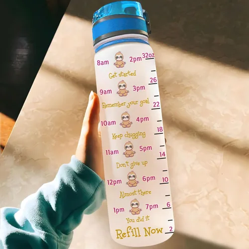 Vista 17 de Hyturtle Botella de agua motivacional personalizada con texto en inglés "I Just Freaking Love Sloths" de 32 onzas, botella de agua con seguimiento