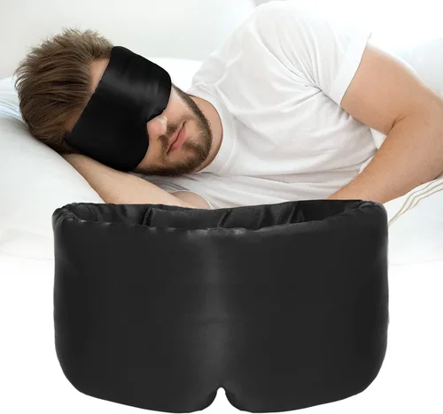 Vista 8 de Máscara de seda para dormir para mujeres y hombres, máscara de seda de morera para dormir y vendar los ojos con correa ajustable, cubierta opaca