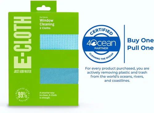 Vista 2 de E-Cloth Paño de limpieza de ventanas, embalaje ecológico, paño de limpieza de vidrio, ventanas sin rayas con solo agua, kit de toallas de microfibra