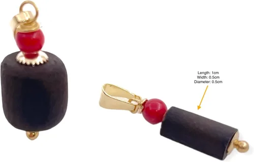 Vista 4 de SIFRIMANIA Brazalete auténtico de azabache con poderoso amuleto protector de piedra negra de jet y coral rojo amazónico para cadenas o pulseras