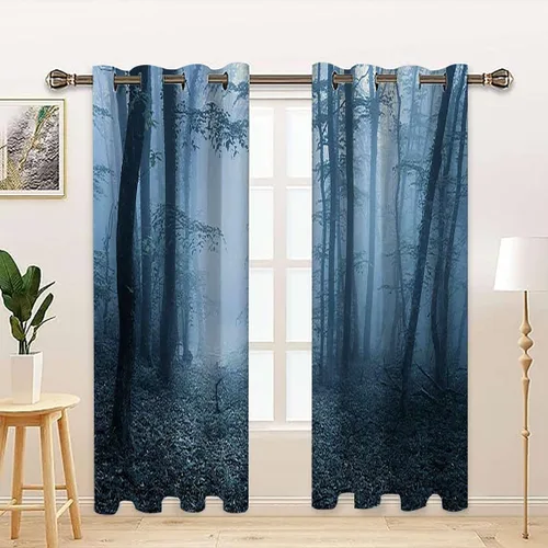 Vista 13 de MizuH Cortinas de bambú con aislamiento térmico con ojales para habitación, reducción de ruido, hoja de bambú, pureza fresca, arte tranquilo, 2