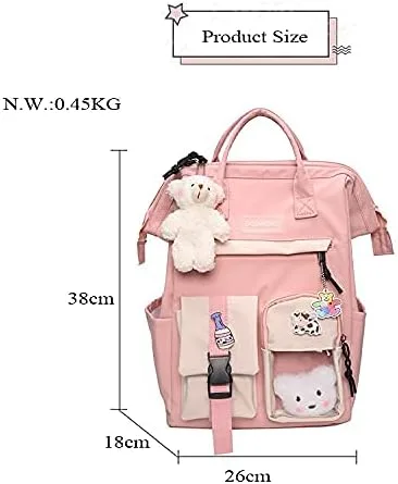 Vista 8 de GGOOB Kawaii Backpack with Kawaii Pin and Accessories Backpack Cute Aesthetic Backpack Cute Kawaii Backpack for School