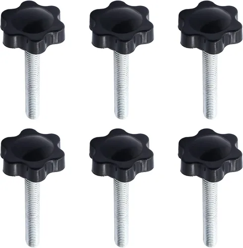 Vista 14 de 6 Piezas de Pomo de Estrella Roscado de M4 x 20mm, Manija de Perilla de Sujeción en Forma de Hexágono de Plástico para Reemplazo de Base de Paraguas