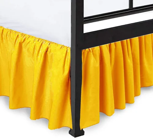 Vista 15 de Falda de cama de algodón puro de 600 hilos, 1 pieza de algodón con volantes de tamaño individual con falda de cama de esquina dividida, 11.8 in