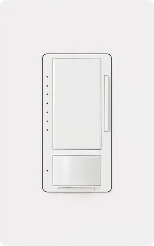 Lutron Maestro Interruptor LED+ con sensor de movimiento/atenuador con placa de pared | 150W LED | Un polo/múltiples ubicaciones | MSWCL-OP153M-WH |