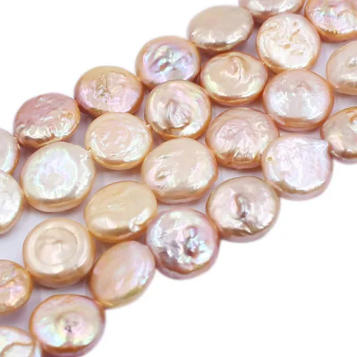 Vista 4 de SR BGSJ Botón de moneda natural de 0.433-0.472 in, blanco, rosa, morado, perlas de agua dulce, collar, pulsera, aretes, fabricación de cuentas