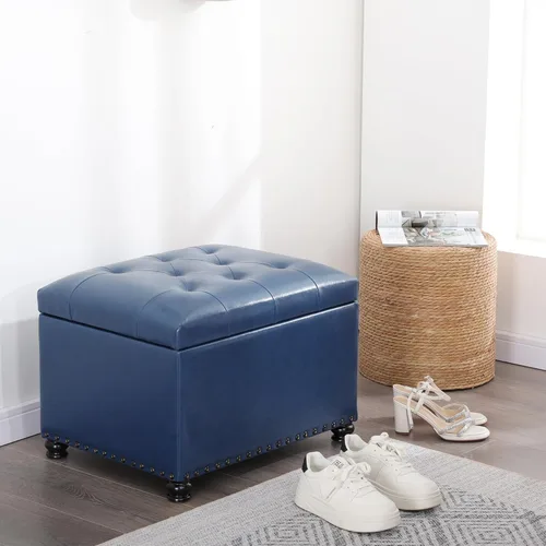 Vista 80 de Joveco Banco otomano de almacenamiento rectangular de tela, reposapiés, 24 pulgadas, moderno, copetudo, para dormitorio, asiento para entrada