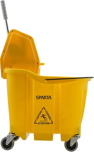 Vista 2 de SPARTA OmniFit - Cubo para trapeador con escurridor de presión, plástico, 35 cuartos de galón, color amarillo
