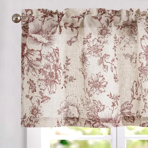 Vista 21 de jinchan Cenefa de lino opaca de doble capa para ventanas, tratamiento de ventana de cachemira para sala de estar, cocina, 18 pulgadas, bolsillo