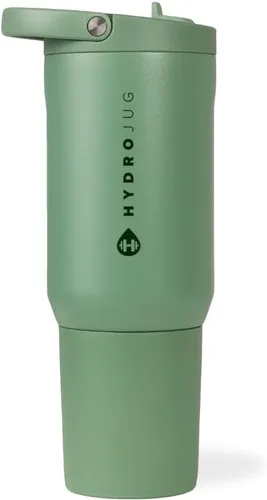 Vista 28 de HydroJug Sport - Vaso de acero inoxidable con pajilla, aislado al vacío, botella de agua de 20 onzas a prueba de fugas, diseño ergonómico