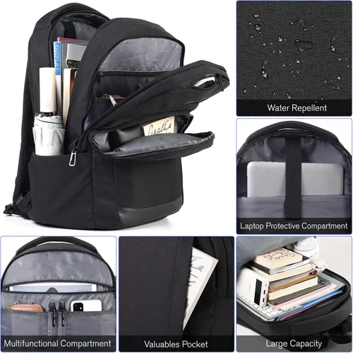 Vista 6 de Mochila para laptop de viaje, mochila escolar para mayores de 3 años, Negro -, Classic