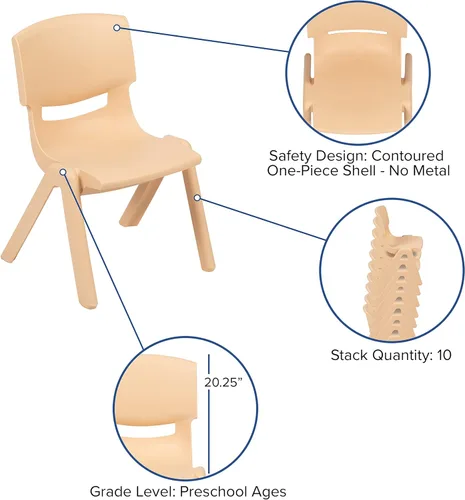 Vista 5 de Flash Furniture - Silla escolar apilable de plástico azul con altura de asiento de 10 1/2 pulgadas