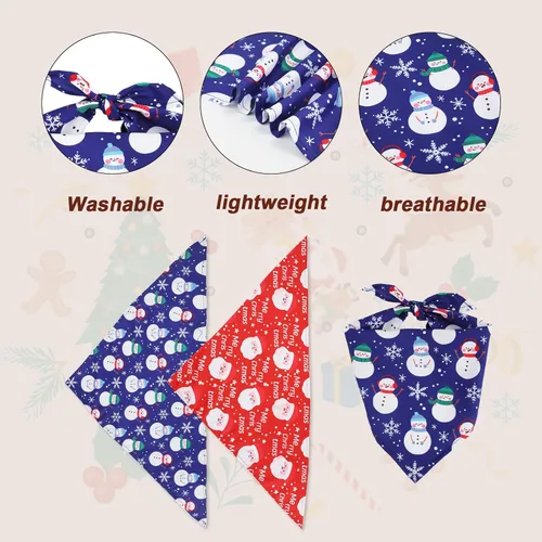 Vista 3 de 2 pañuelos de Navidad para perro, bufanda de perro de varios tamaños, bufanda triangular para mascotas, disfraz de Navidad para perros pequeños