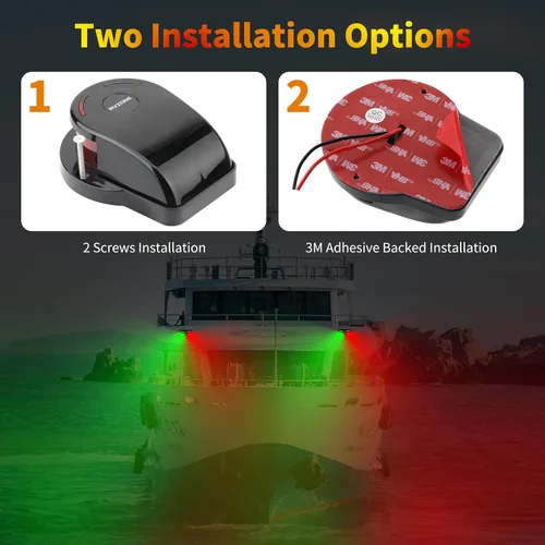 Vista 4 de RVZONE Luces de Navegación para Barcos, Iluminación de Navegación para Barcos LED IP67 Impermeables Rojas y Verdes Luces LED Marinas de Proa, Negro