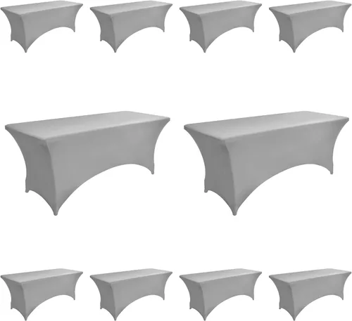 Vista 11 de Paquete de 2 Cubiertas de Mesa de Spandex de 4 pies para Mesas Plegables Rectangulares - Manteles Elásticos Ajustados Resistentes a las Arrugas