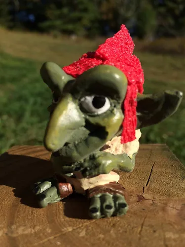Vista 7 de Miniature Faerie Garden Goblin Or Troll With Felt Red Cap Perfect For Troll Bridges Or Faerie Gardens
