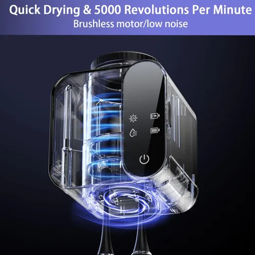 Vista 3 de Soporte para cepillos de dientes montado en la pared, soporte eléctrico para cepillos de dientes con secado y limpieza inteligente, soporte