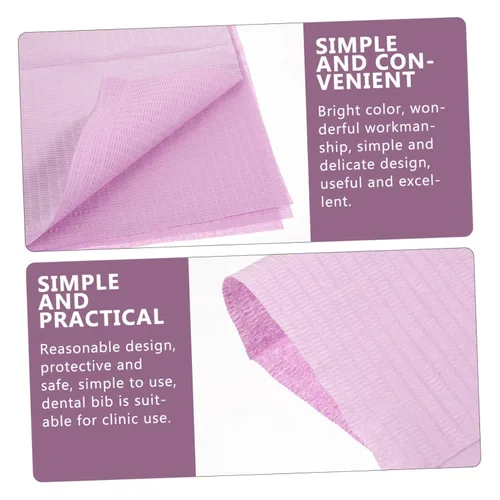 Vista 7 de Baberos desechables de hotel para clínica, 125 hojas/paquete, baberos morados, prácticos baberos desechables seguros
