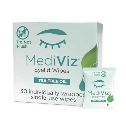 Toallitas limpiadoras de párpados de árbol de té, 30 toallas de un solo uso, toallitas para pestañas y párpados para calmar la irritación de ojos