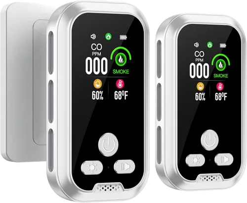 Vista 11 de Detector de humo y monóxido de carbono enchufable 4 en 1, batería de reserva integrada de 2000 mAh, pantalla HD