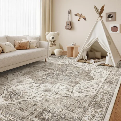 Vista 39 de Alfombra de 3 x 5 pies con parte trasera antideslizante, resistente a las manchas, lavable para sala de estar, dormitorio y comedor, alfombra