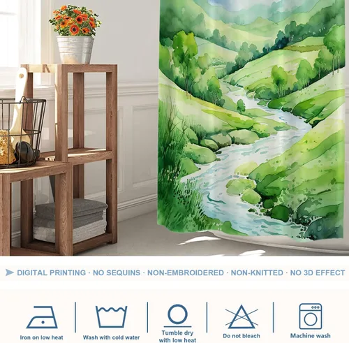 Vista 739 de Shrahala Father and Child Embracing No Hooks Shower Curtain with Snap in Liner Set, Tender Moment Captured Bathroom Décor Polyester Fiber Waterproof