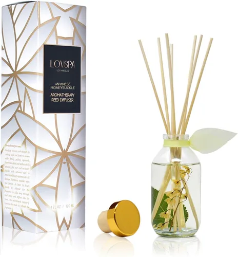 Vista 10 de LOVSPA - Set de difusor de cañas, difusor de aceite perfumado con aroma a ámbar romántico y varillas, accesorios de fragancia para el hogar