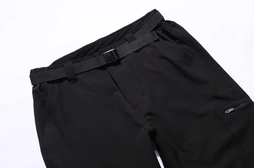 Vista 3 de MOERDENG Pantalones de senderismo ligeros para hombre con cinturón, impermeables, de secado rápido, pantalones tácticos elásticos