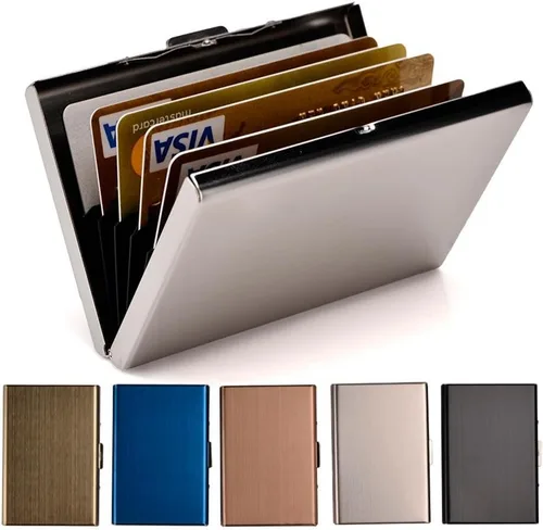 Vista 10 de EASTNIGHTS Soporte para Tarjetas de Crédito RFID, Billetera de Metal, Funda Protectora de Tarjetas de Crédito de Acero Inoxidable, Funda